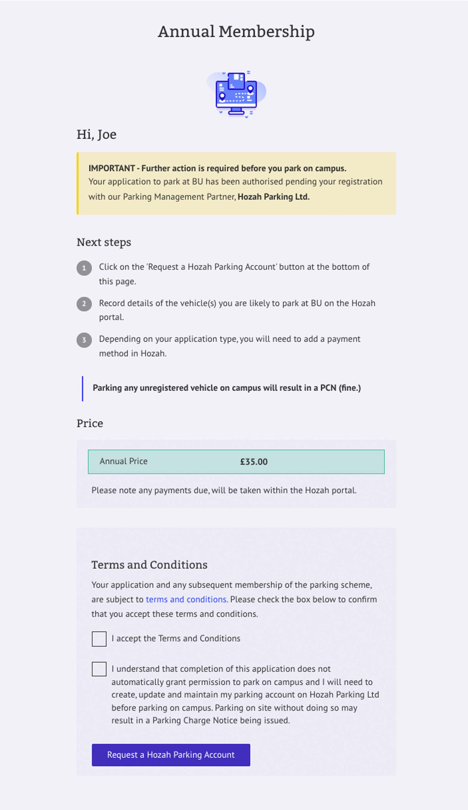 Affiliate register with Hozah